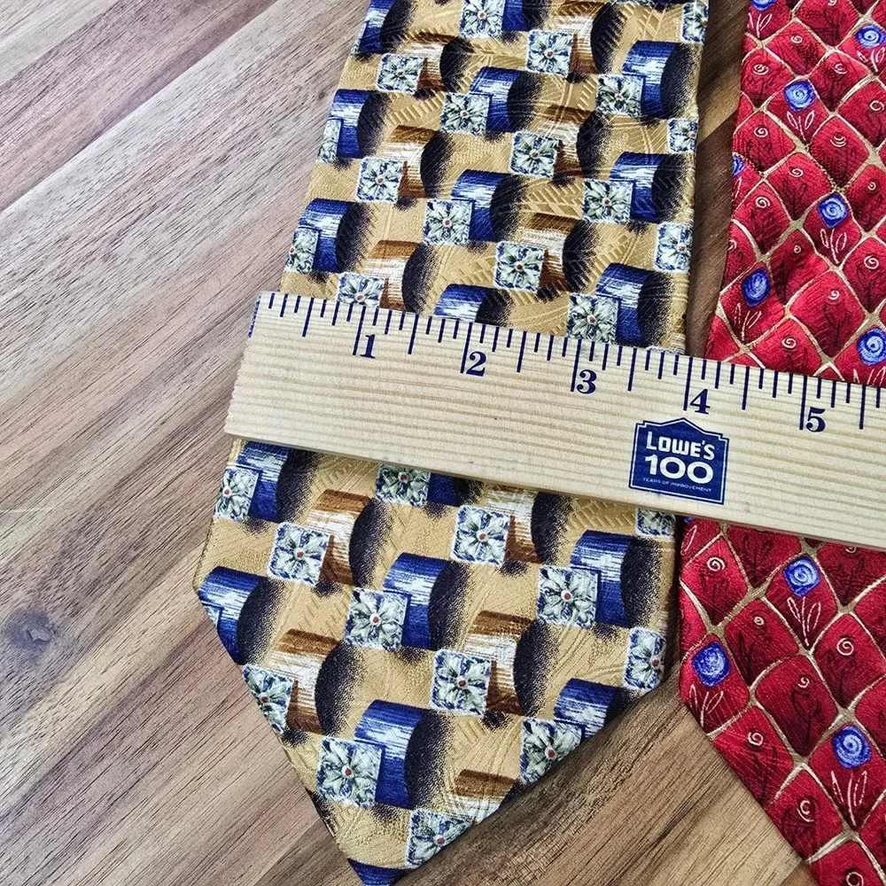 Lot of 2 Robert Talbott Best of Class Nordstrom Tie Mens Red Gold Silk Geometric